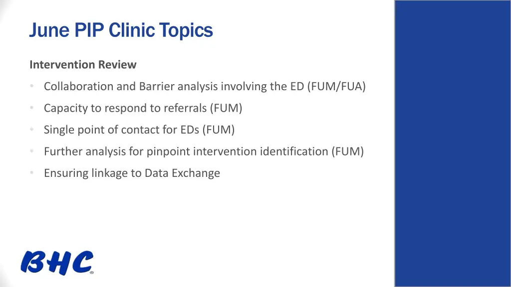 june pip clinic topics
