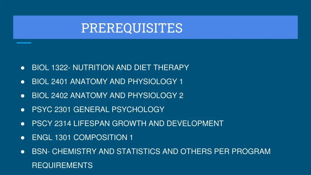 prerequisites