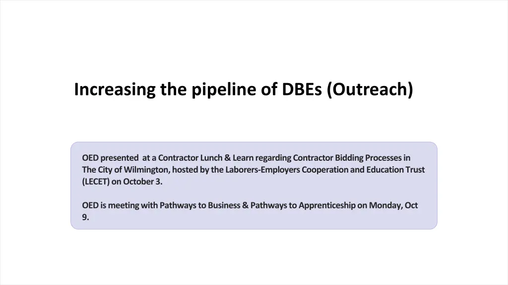 increasing the pipeline of dbes outreach