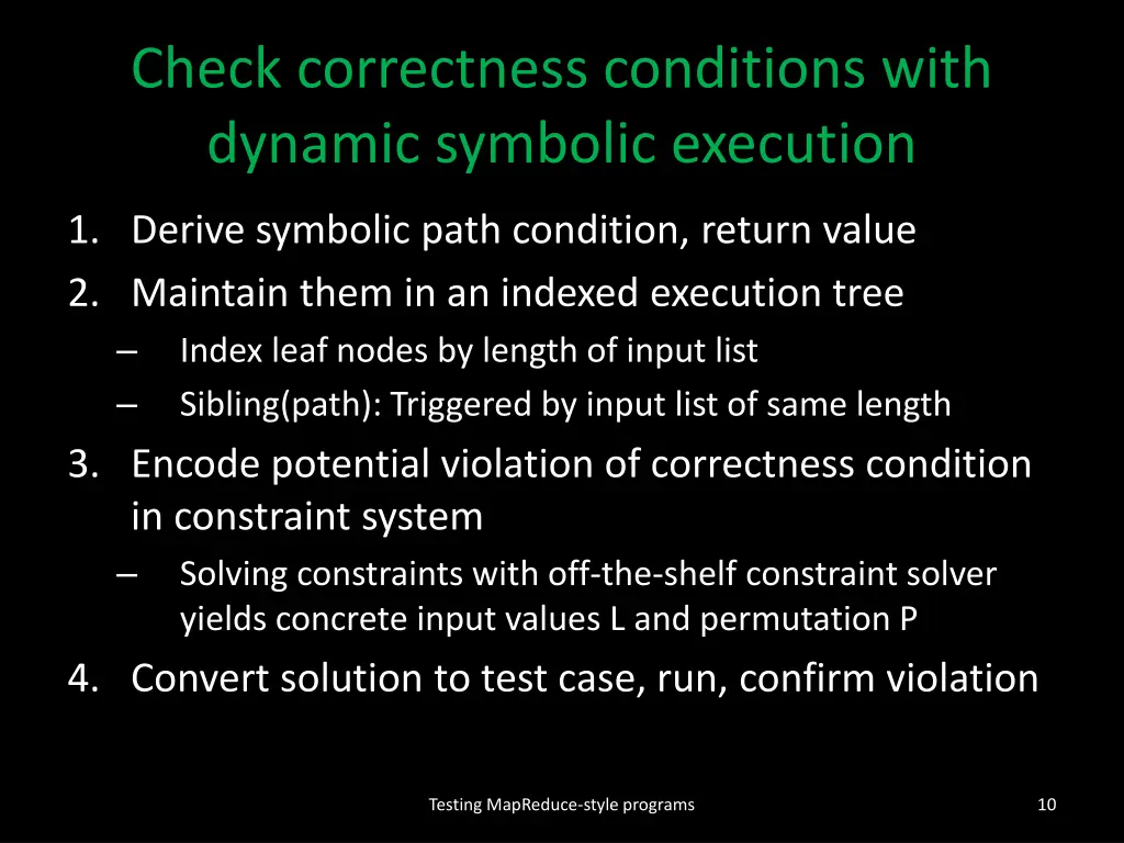 check correctness conditions with dynamic