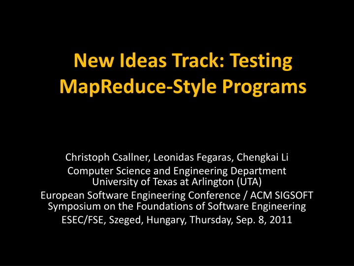 new ideas track testing mapreduce style programs