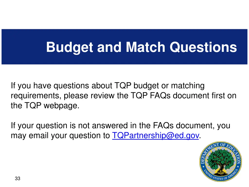 budget and match questions
