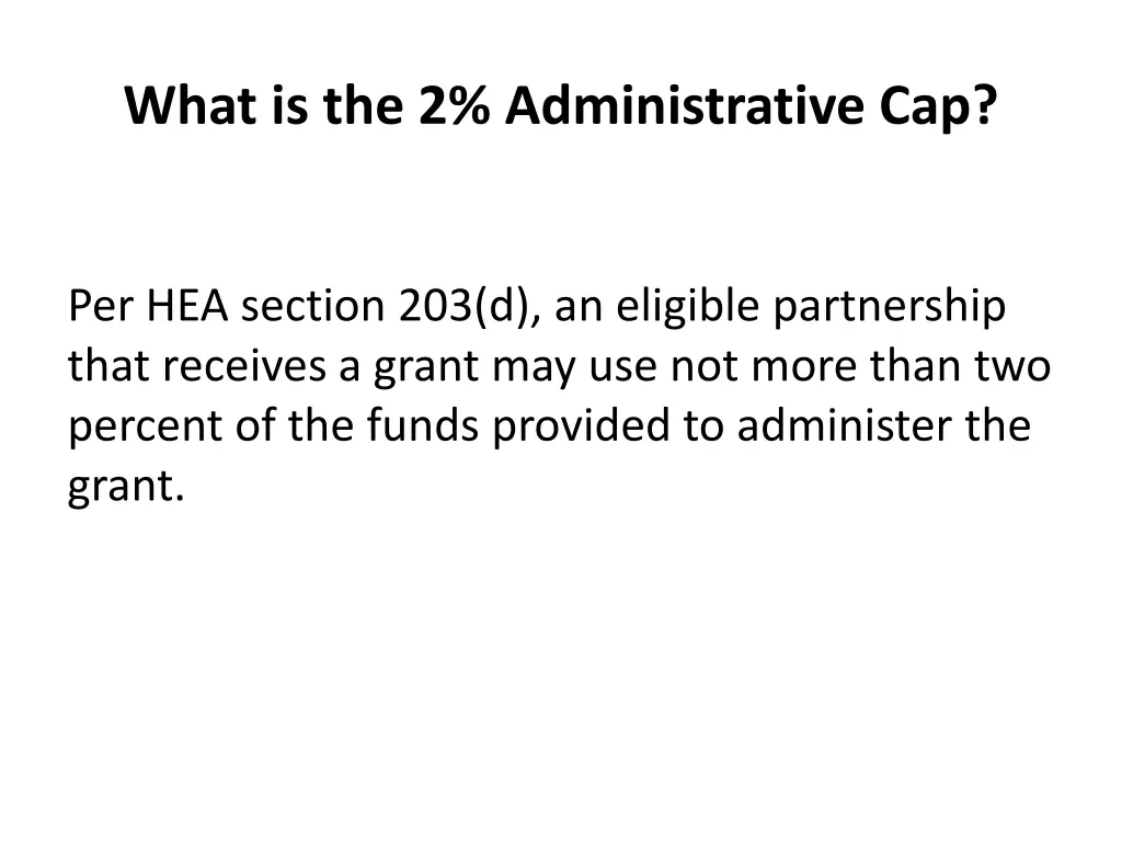 what is the 2 administrative cap