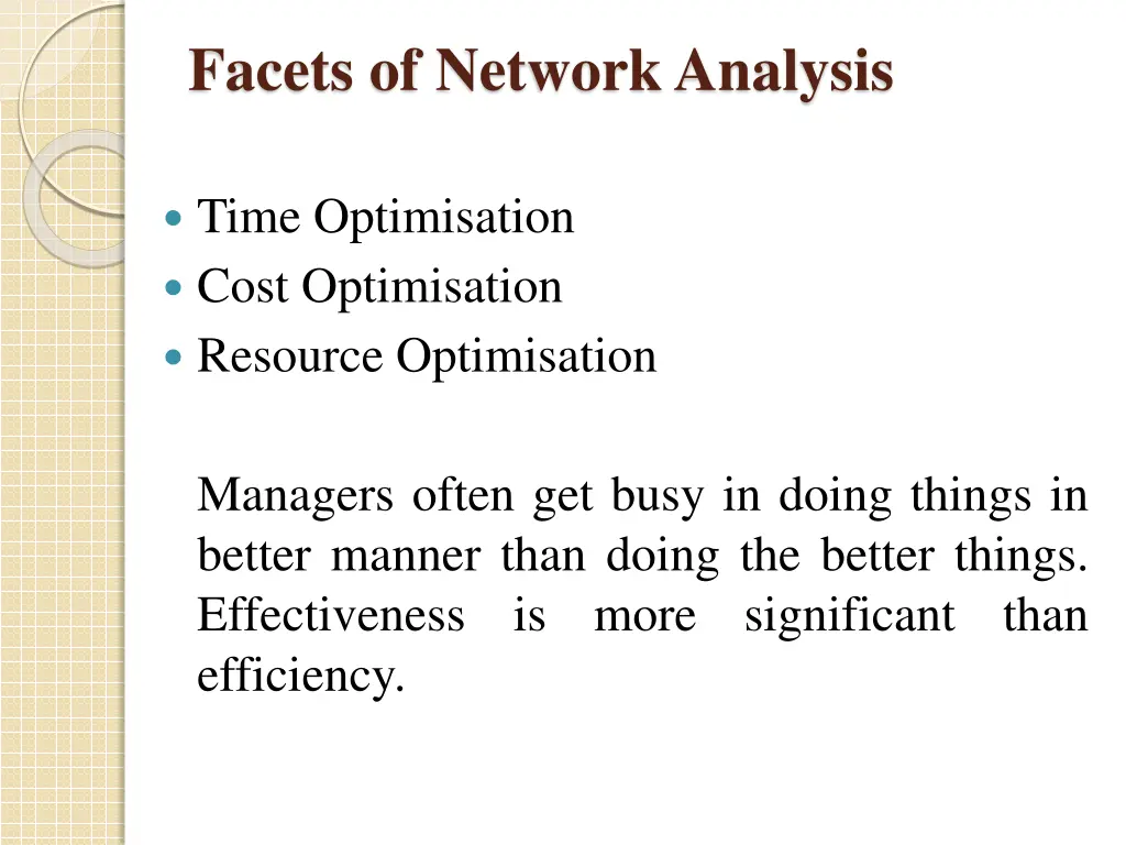 facets of network analysis