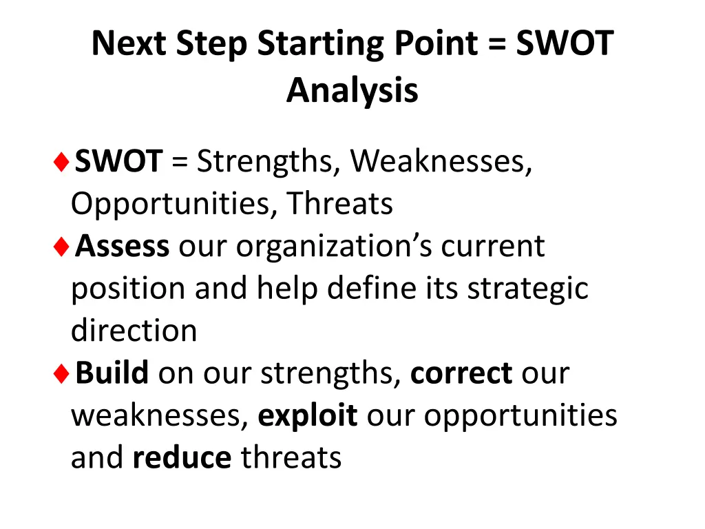 next step starting point swot analysis