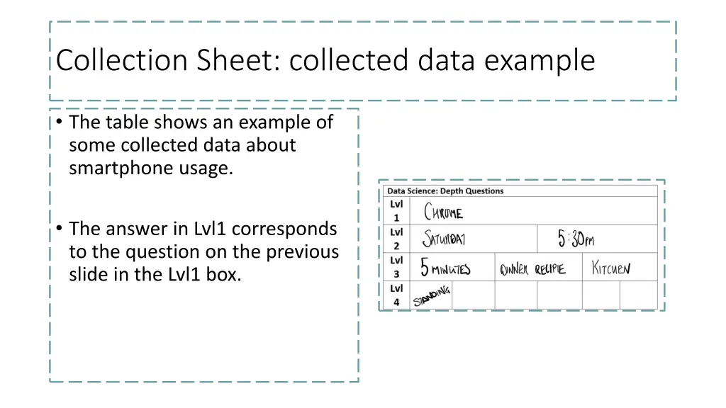 collection sheet collected data example