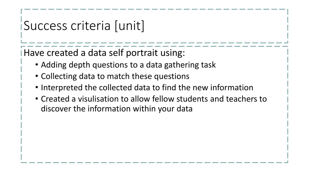success criteria unit