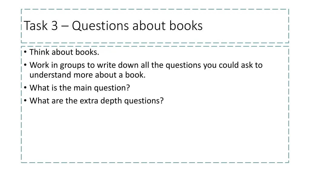 task 3 questions about books