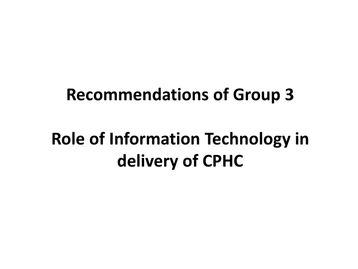 recommendations of group 3