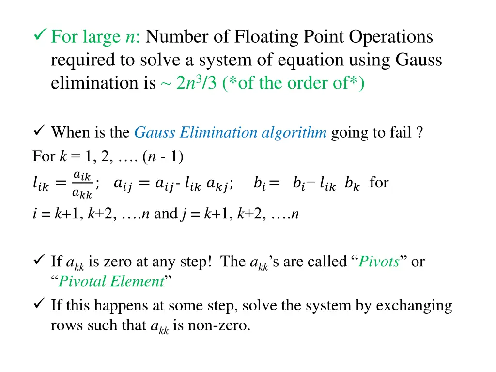 for large n number of floating point operations