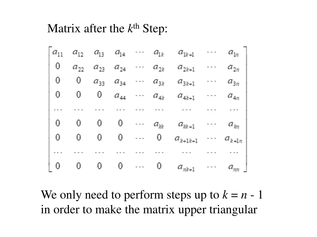 matrix after the k th step