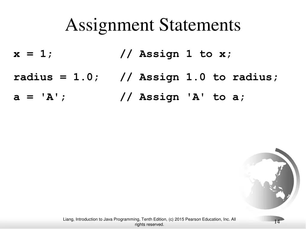 assignment statements