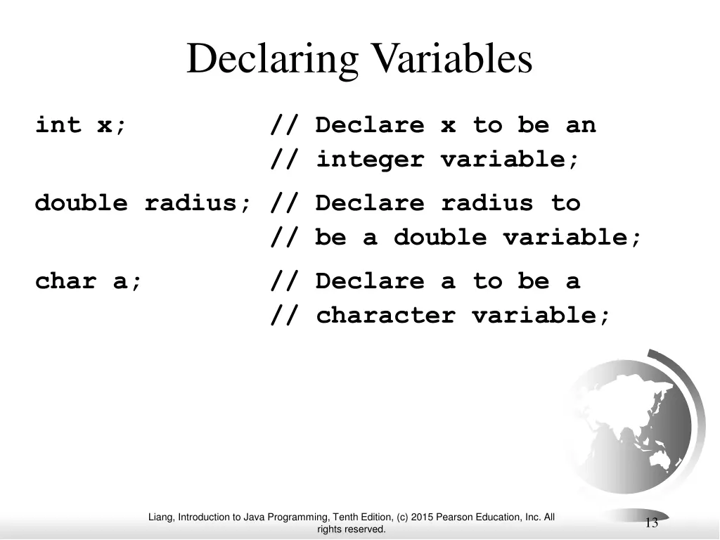 declaring variables