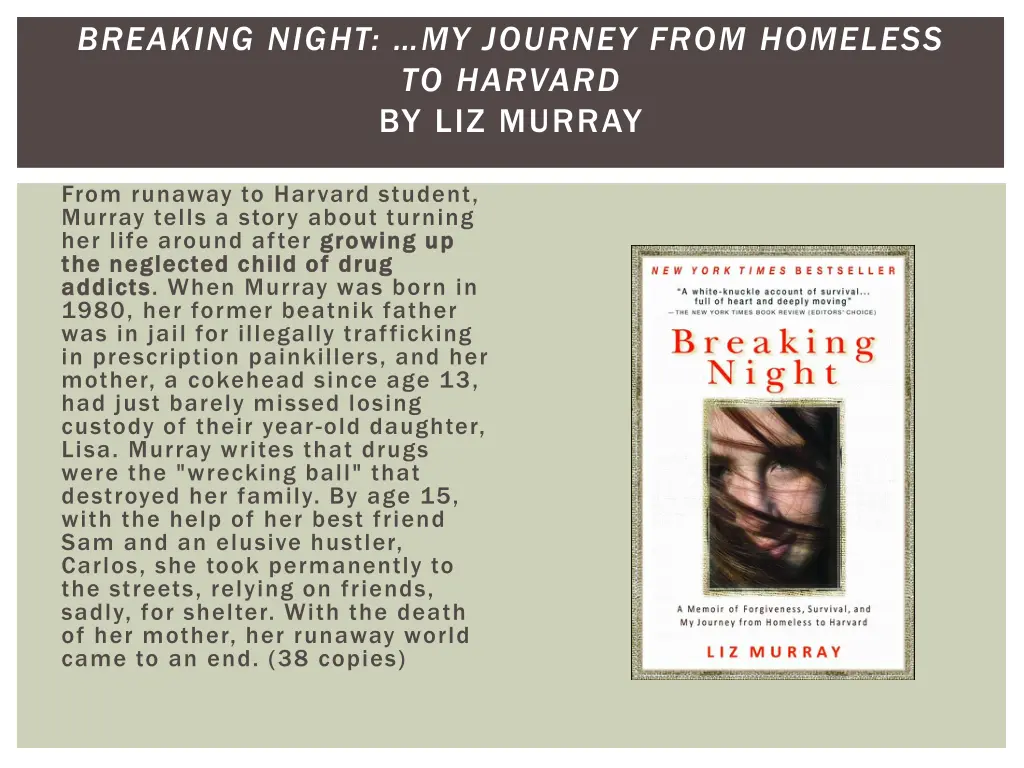 breaking night my journey from homeless