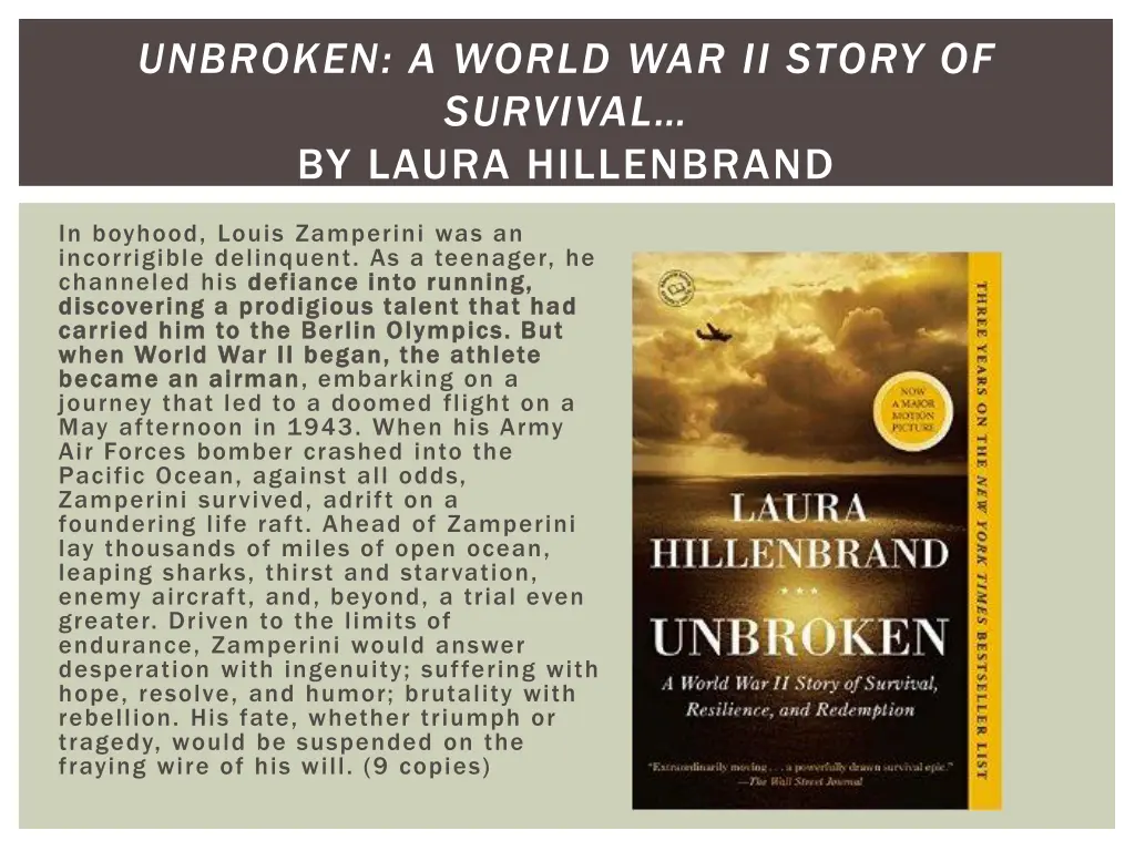 unbroken a world war ii story of survival