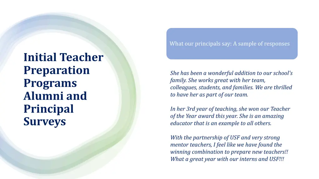 what our principals say a sample of responses