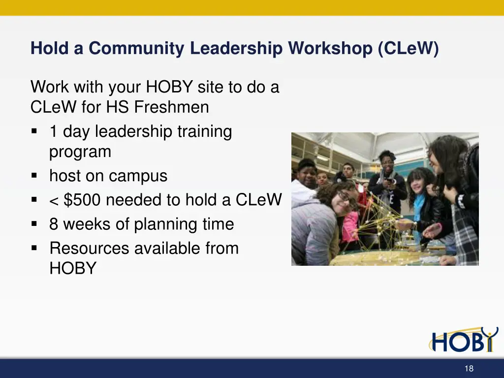 hold a community leadership workshop clew