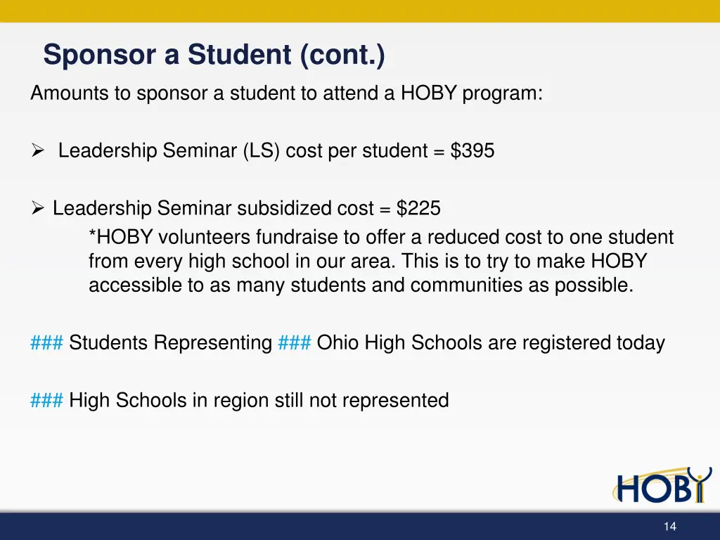 sponsor a student cont amounts to sponsor