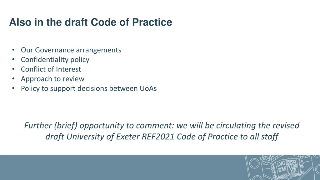 also in the draft code of practice