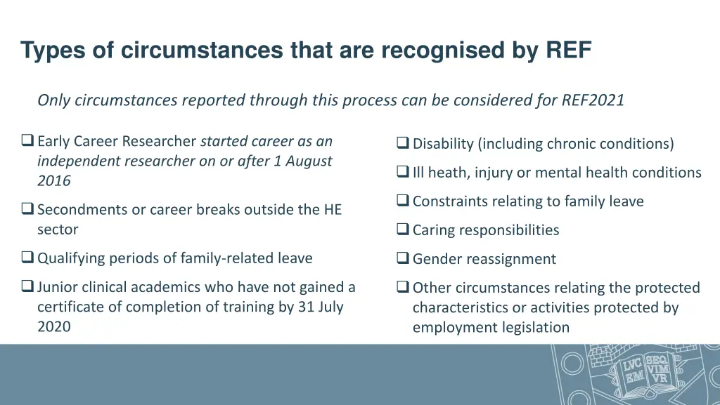 types of circumstances that are recognised by ref