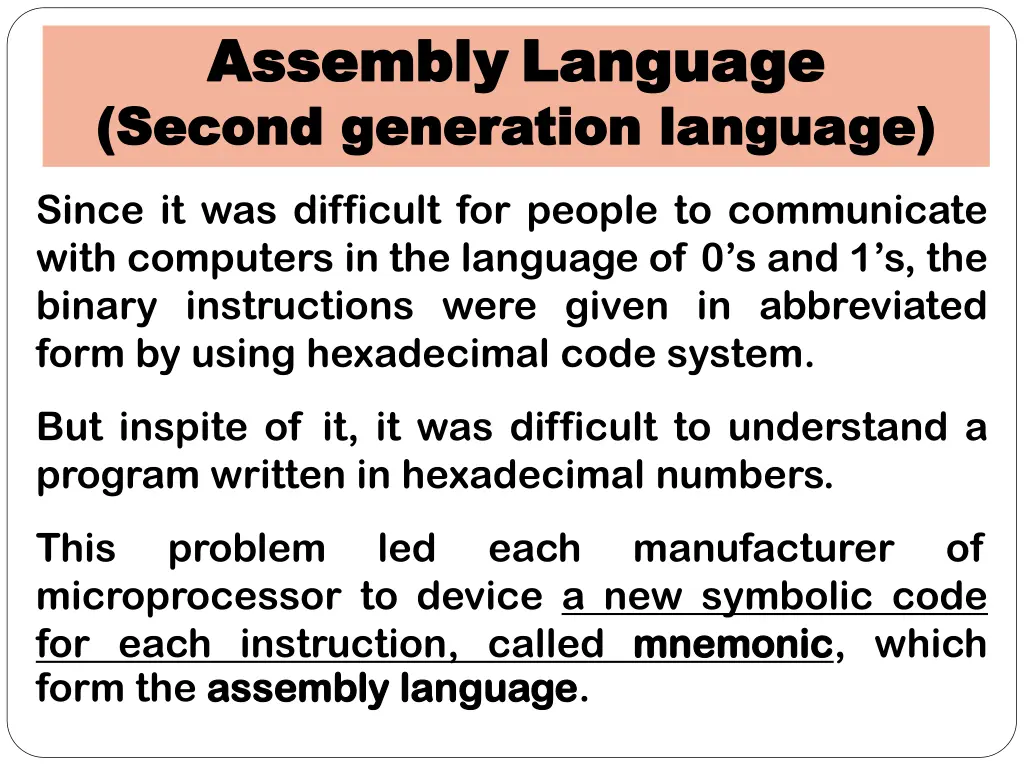 assembly assembly language language second