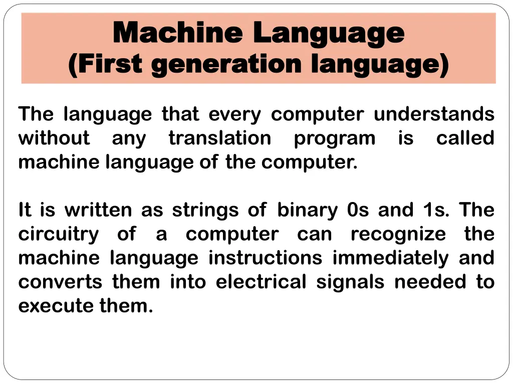 machine language machine language first