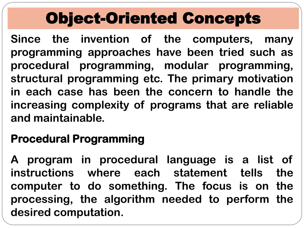 object object oriented concepts oriented concepts