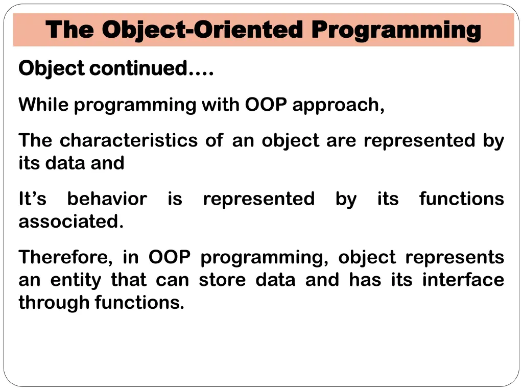 the object the object oriented programming 1