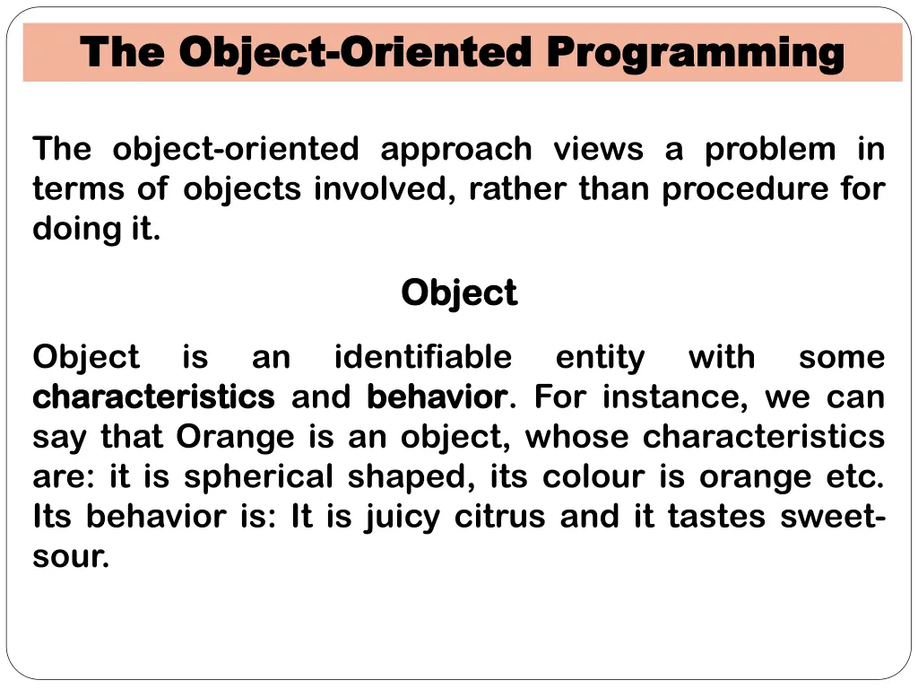 the object the object oriented programming