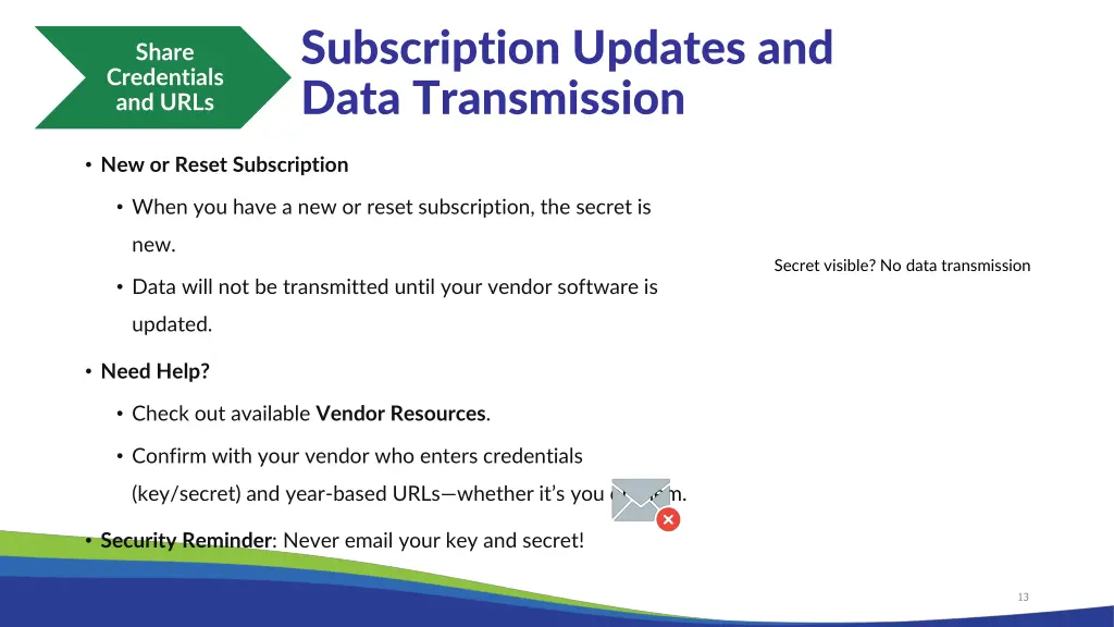 subscription updates and data transmission
