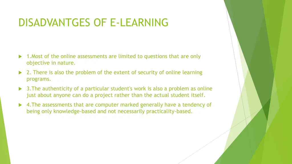 disadvantges of e learning