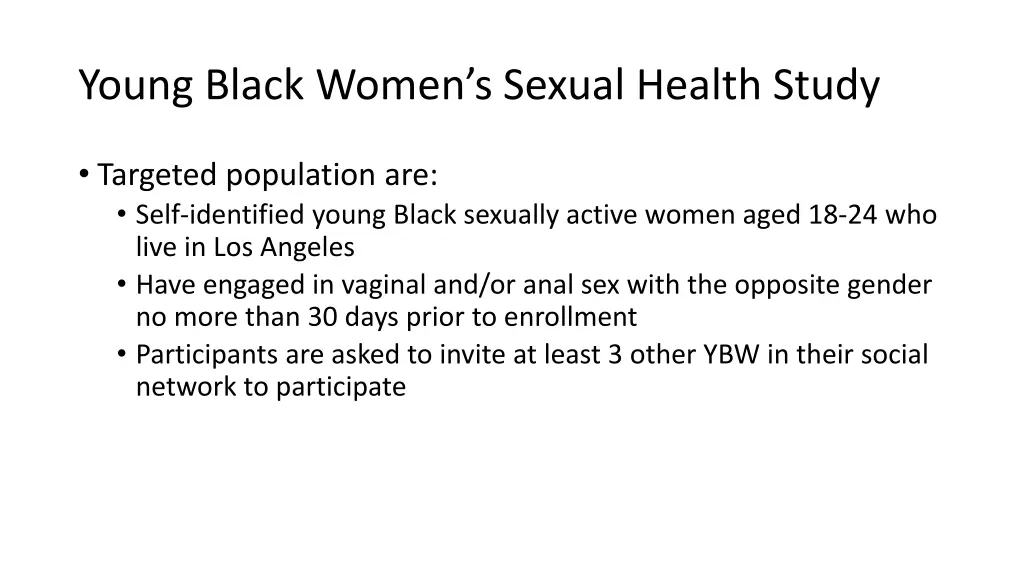 young black women s sexual health study 1