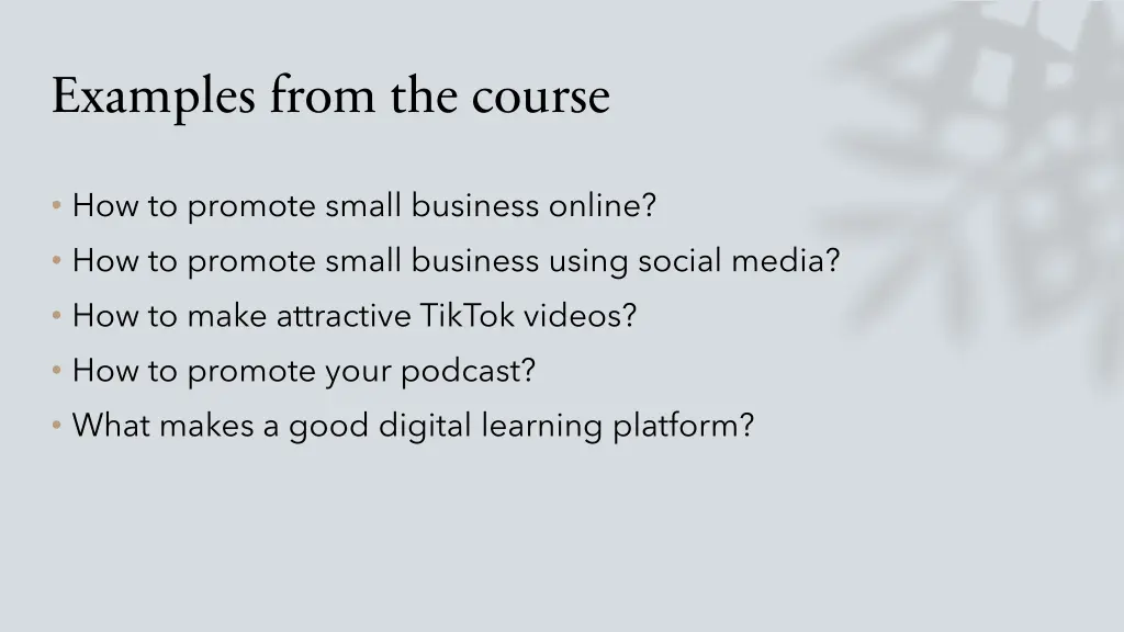 examples from the course