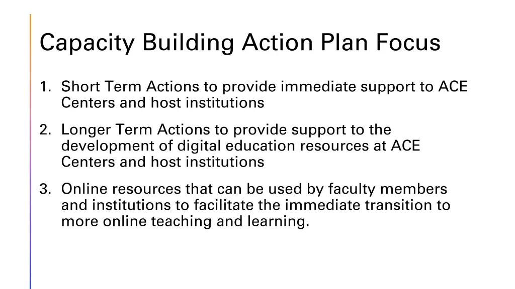 capacity building action plan focus