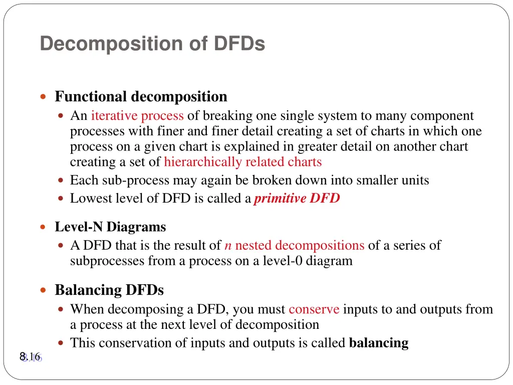 decomposition of dfds