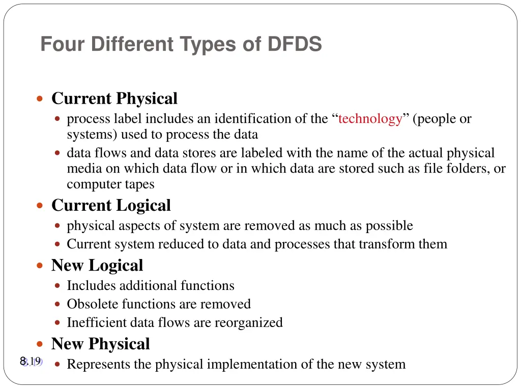 four different types of dfds