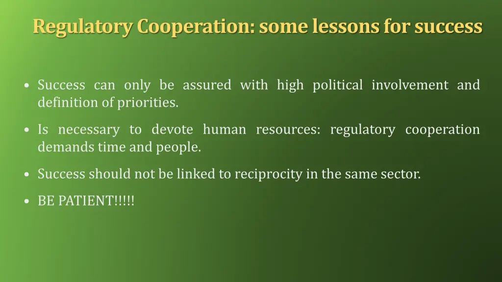 regulatory cooperation some lessons for success 1