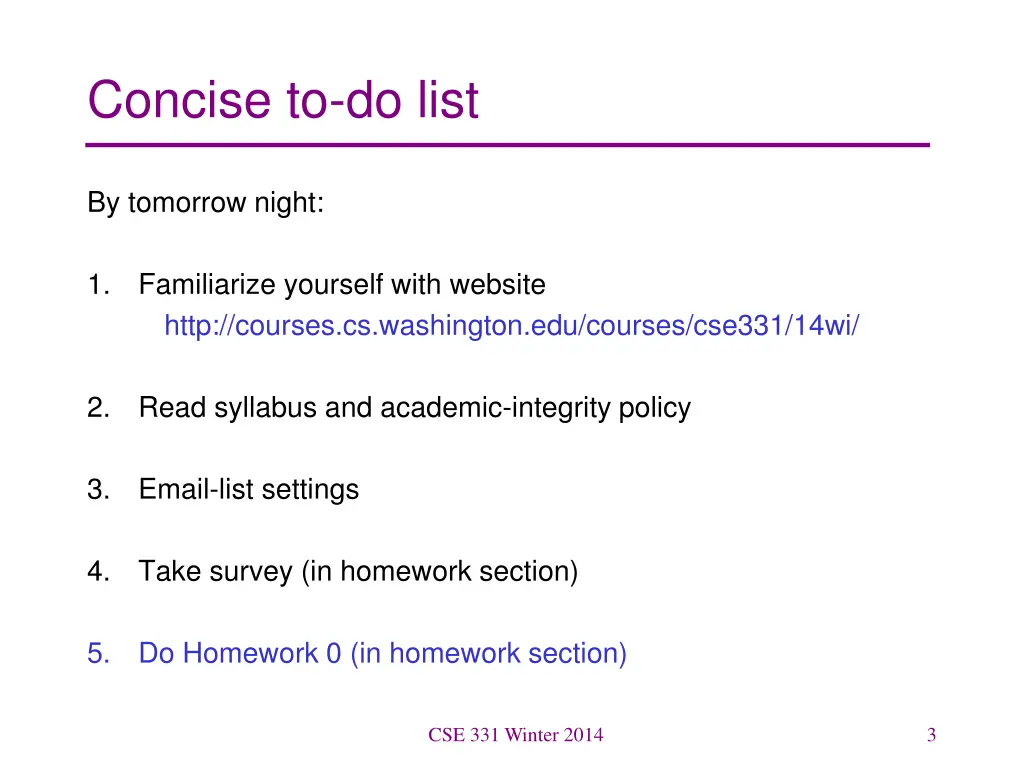 concise to do list