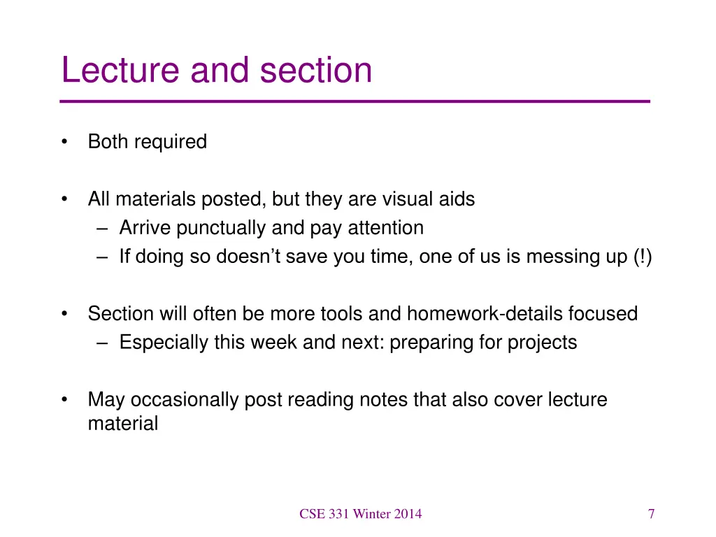 lecture and section