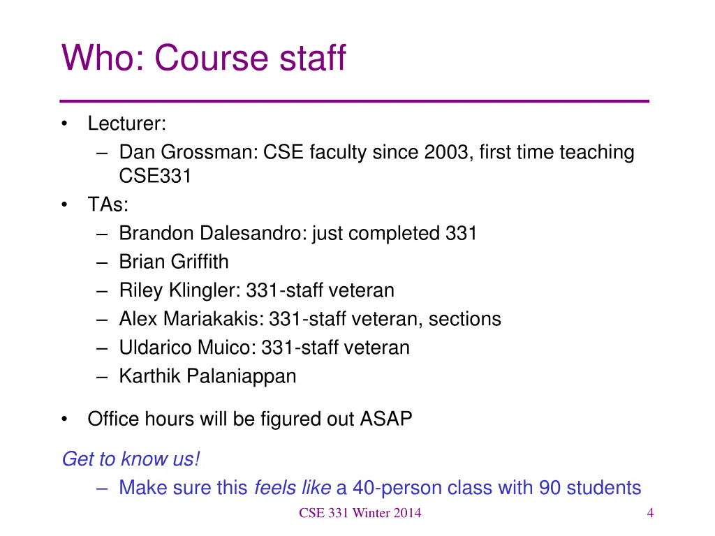 who course staff
