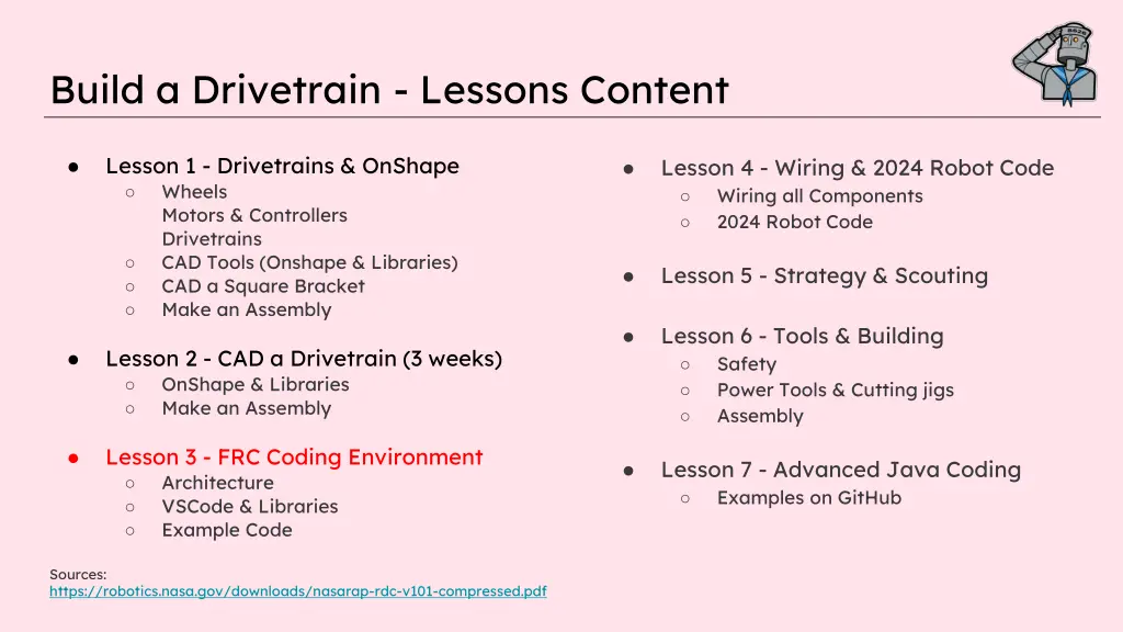 build a drivetrain lessons content
