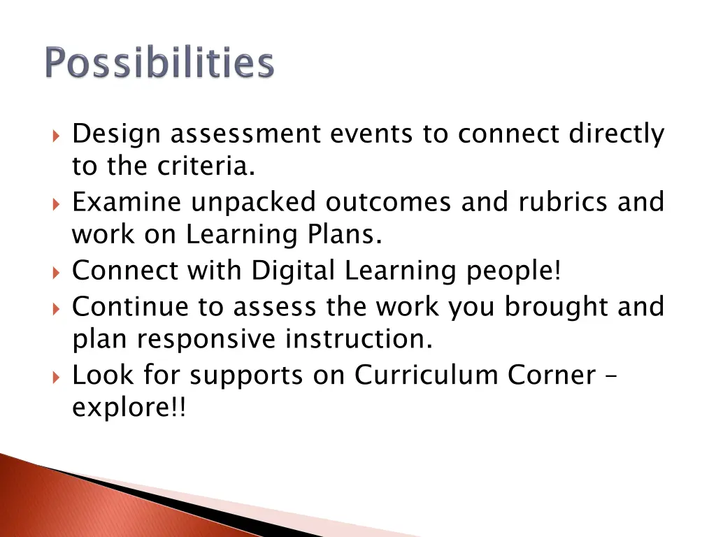 design assessment events to connect directly