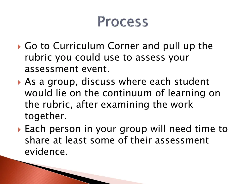 go to curriculum corner and pull up the rubric