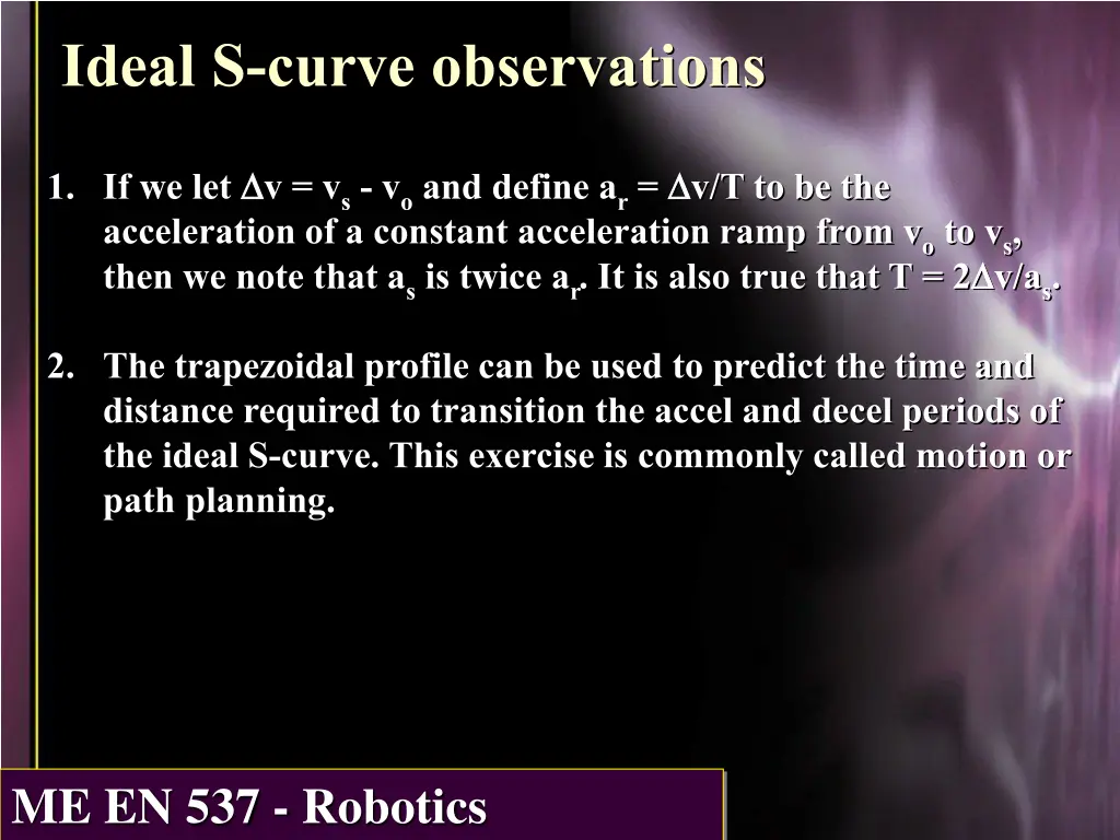 ideal s curve observations