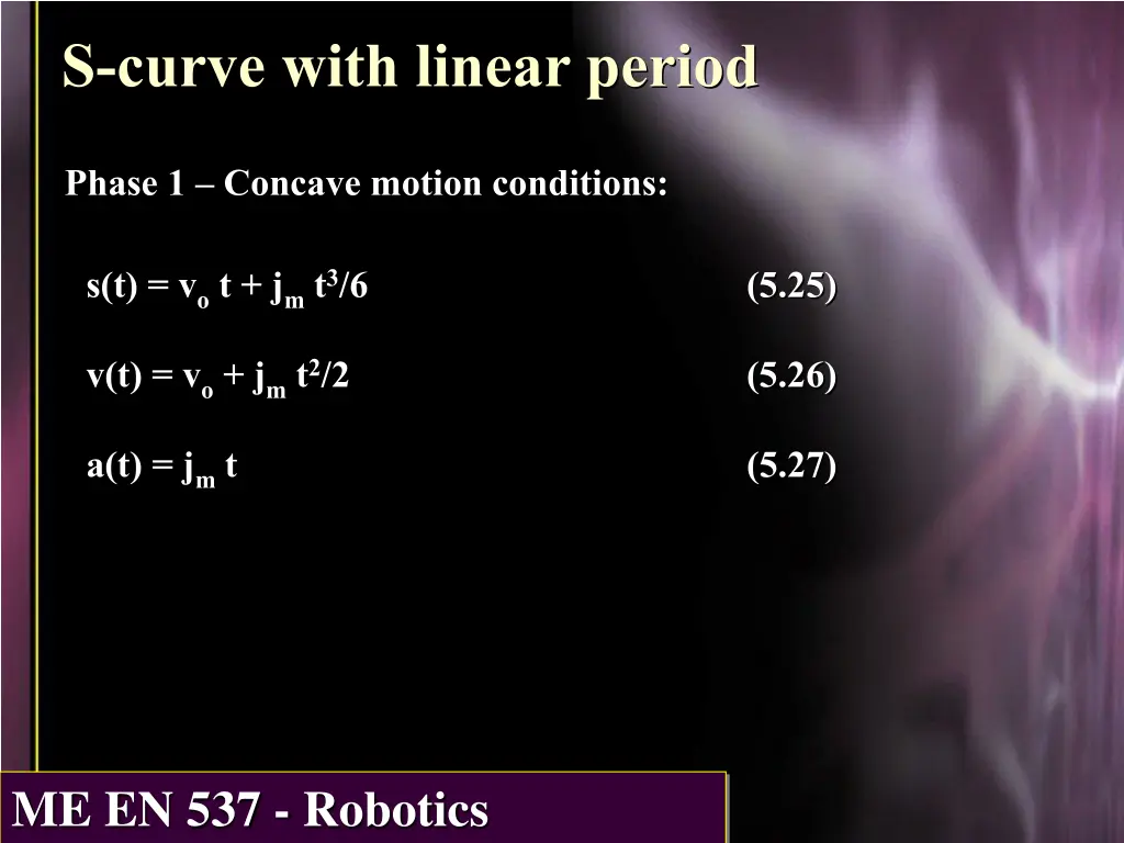 s curve with linear period 1