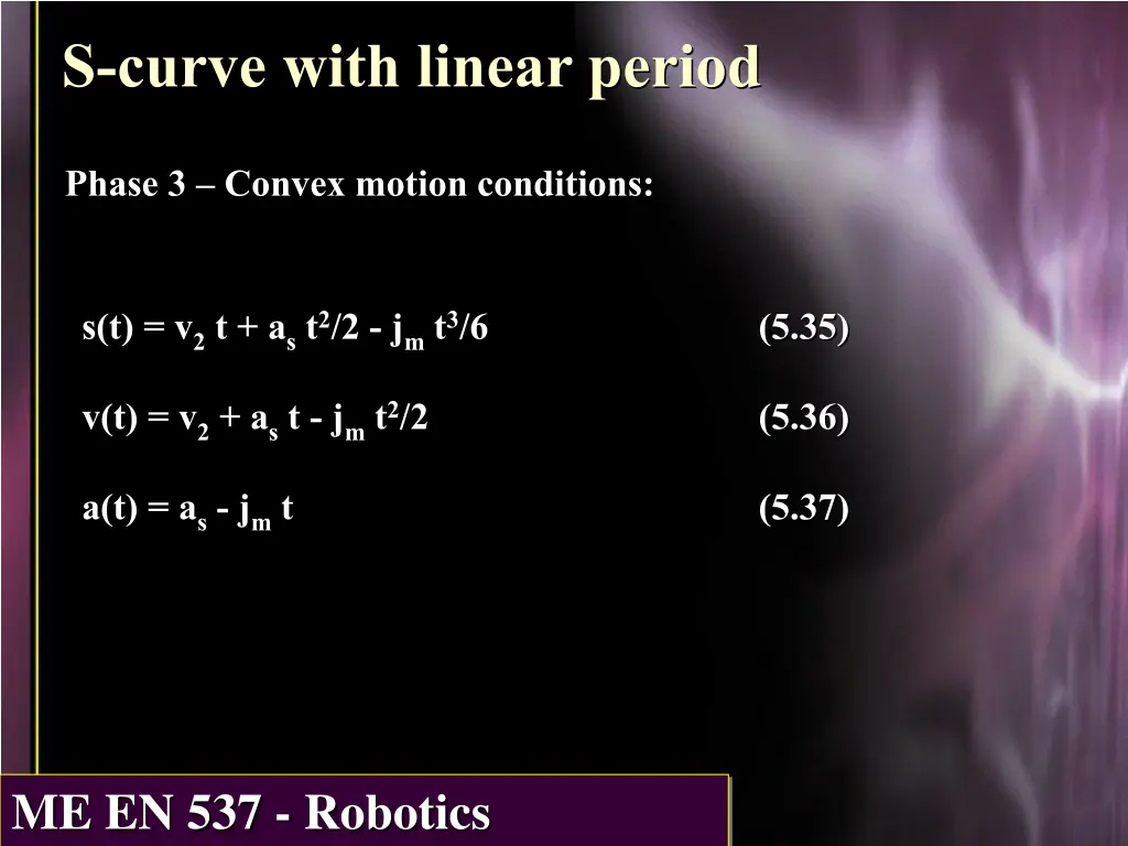 s curve with linear period 3