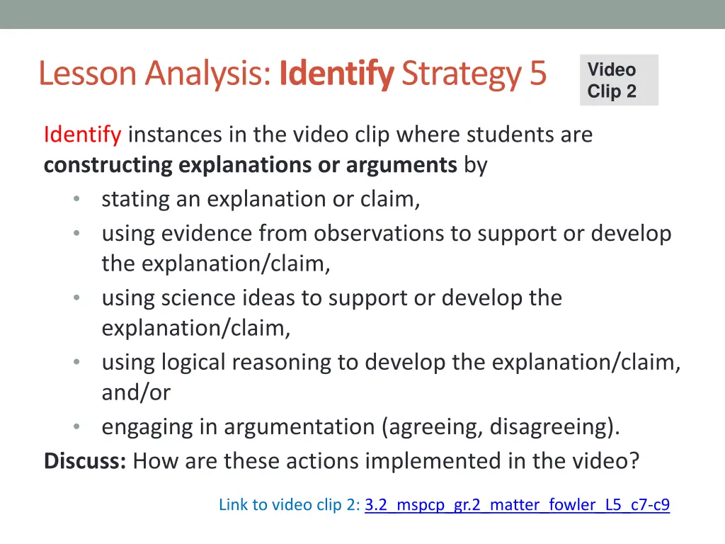 lesson analysis identify strategy 5