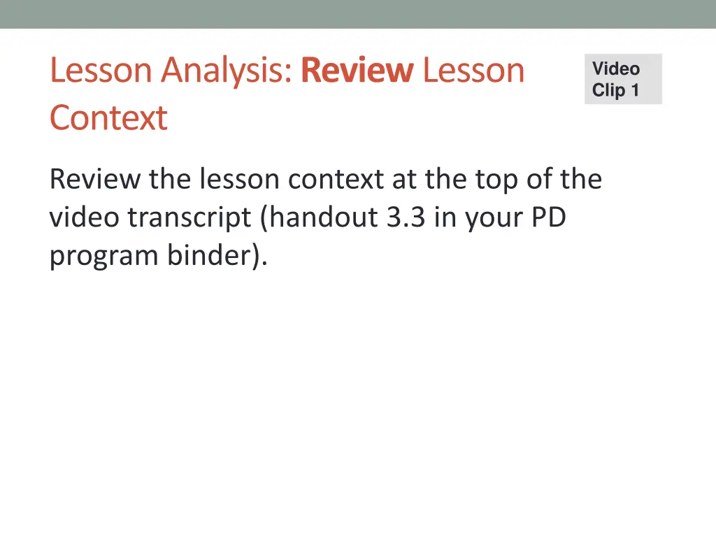 lesson analysis review lesson context