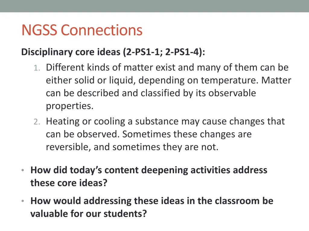 ngss connections