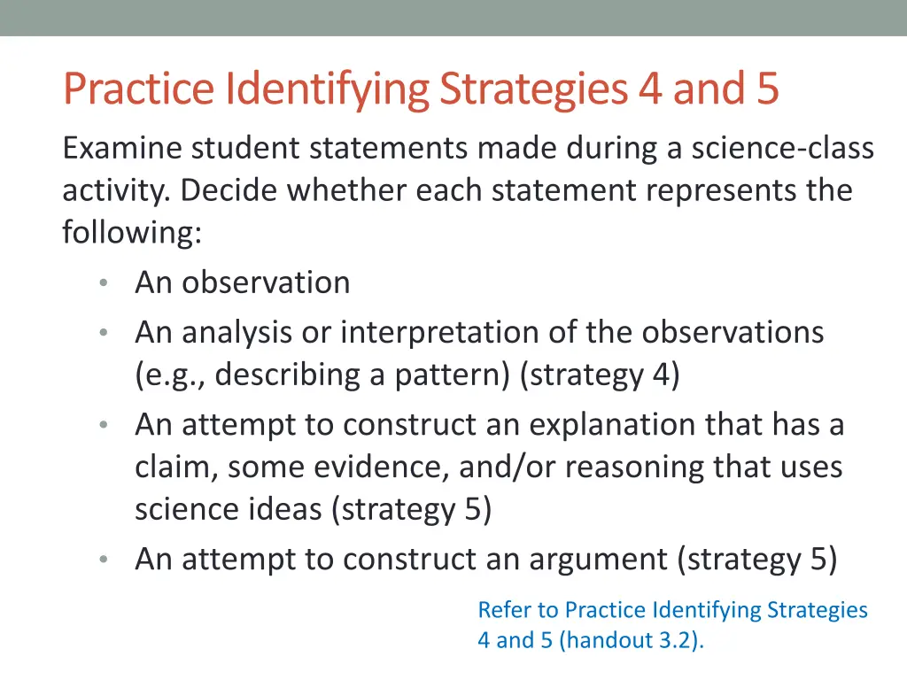 practice identifying strategies 4 and 5 examine